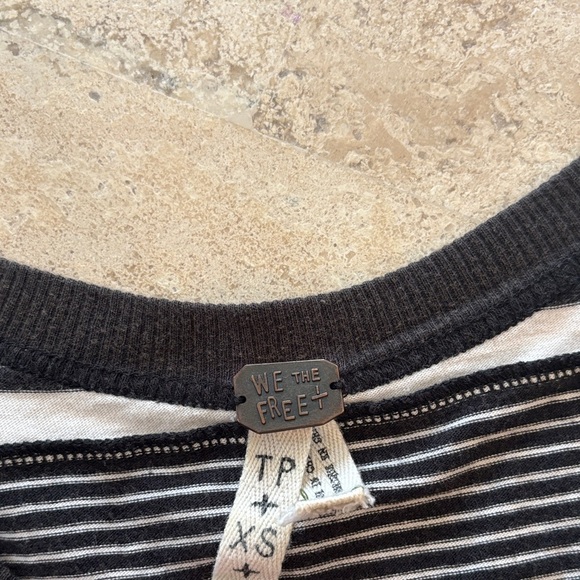 We The Free XS brown/cream Striped Long Sleeve top/dress 100% cotton - Picture 3 of 5